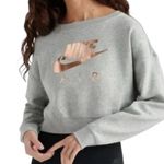 Nike  Air Rose Gold Logo Metallic Grey Crop Sweatshirt Size Medium Photo 1