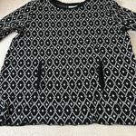 J.Jill Long‎ Sleeve Two Pocket Top Geometric Black & White Pattern Size Large Photo 3