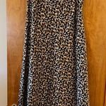 Talbots Vintage Skirt Animal Print Splash Black Brown Tan Silk Linen Blend Sz 14 Photo 0
