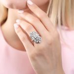 Zales Art Deco Milgrain CZ Ring in Sterling Silver size 9 Photo 3