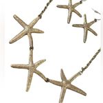 Nautical Starfish Gold Tone Statement Necklace and Earring Set Photo 1