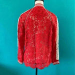 Goen.J ruby red white lace bomber jacket in size 4 Photo 3