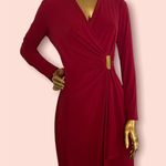 CHAPS Gathered Side Faux-Wrap Dress Photo 0