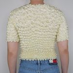 Vintage 90s Light Yellow Bubble Popcorn Shirt Size M Photo 2