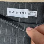 ThatsSoFetch That's So Fetch Women's Gray Pinstripe‎ Flare Pants Tailored Trouser Photo 3