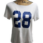 SheIn  White Jersey T-Shirt with‎ Blue Number 28 Athletic Sports Tee Size S Photo 0