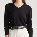 Quince NWT  Black Lightweight Cotton Cashmere V-Neck Sweater Size XS Photo 0