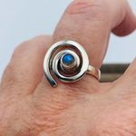 Natural Spiral Labradorite Cabochon Sterling Silver Ring Size 7.5 Silver Photo 6