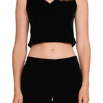 STAUD NWT  Vivienne Velvet Crop Tank Top V Neck Women's Black Size Medium Photo 0