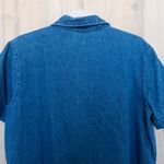 VTG Erika & Co Womens Denim Short Sleeve Shirt Size L Embroidered Floral 90s Blue Size L Photo 5