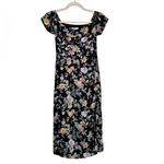 Abercrombie & Fitch  Black Floral‎ Midi Dress XS Pastel Flowers Cottagecore Photo 1