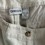 Chico's Women's Pants Size 8 Regular Cream Wide Leg 100% Linen Beach Casual Soft Photo 4