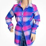 Columbia Omni Wick Button Down Pink Blue Plaid Logo Shirt Long Sleeve Photo 0