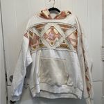Free People  White and Pink Geometric Hoodie Photo 0