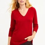 Chico's Chico’s V-Neck Sweater Women's Large Tunic Top Longline Red Knit Holiday Festive Photo 0