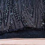 Nightway Gown Dress Navy Blue Mesh Sequins Halter Criss Criss Back Sheath Size 8 Photo 10