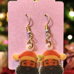 Handmade Black Santa Claus Christmas Red White Dangle Pierced Earrings New Photo 0