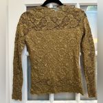 Nina McLemore Golden Bronze Floral Lace Lined Fitted Blouse Women’s Size Small S Gold Photo 2