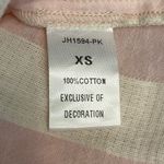 THML  Embroidered Floral Boho Ruffle Striped Pink & Cream Top w Fringe Ties Photo 8