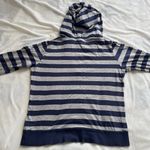 Vintage Y2K New York & Company Sport navy and grey striped hoodie tshirt medium Gray Photo 3