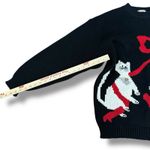 Hasting & Smith Vintage 90s Cat Sweater Hastings & Smith Black Novelty Jingle Bell L Photo 5