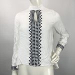 Sun & Shadow  White Keyhole Embroidered Top Photo 1