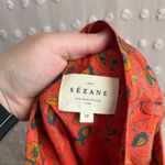 Sézane Sezane 100% Silk Floral Button Tie Detail Midi Skirt Sz 38 Red Orange Photo 3