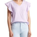 Caslon V-Neck Ruffle Sleeve Top Purple Bloom Women's Plus Size 1X NWT Photo 0