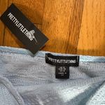 Pretty Little Thing BABY BLUE TEXTURED BANDEAU TIE DRAPE BODYCON DRESS Photo 5