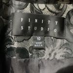 Vintage Finity Studio Gray & Black Floral Silky Blazer 10 Photo 5