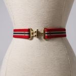 Vintage Snaffel Belt Red Blue Stripe Gold buckle Photo 0