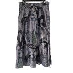 Carol Anderson Vintage 90s Medium Blue Button Leaf Pattern Maxi Skirt Photo 3