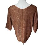 WD•NY WD.NY Sparkly Sequins Brown & Gold Short Drop Sleeve V-Neck Sweater Photo 1