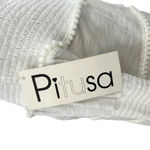 PITUSA Agata Smocked Crop Top In White Long Sleeves Size Petite / XS Photo 7