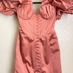 House Of CB Annabelle Rose Satin Ruffle Strapless Dress corset body con NWT sz M Photo 0
