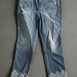 White House | Black Market  Everyday Soft Lace Print Trim Crop Pants Jeans Size 4 Photo 0