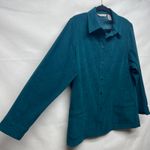 Tan Jay Vintage Faux Suede Women's Shacket Shirt Size 14 Teal Blue Photo 2