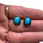 Southwestern Sterling Silver Natural Sleeping Beauty Turquoise Stud Earrings Blue Photo 3