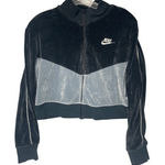 Nike  Black & Gray Cropped Velour Jacket M‎ Photo 0