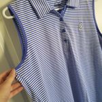 ep pro Women's  Blue and White Striped Sleeveless Polo Size Large Photo 3
