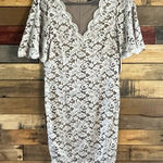 Jessica Howard  Tan and‎ White Lace Short Sleeve Dress Size 10 Photo 0