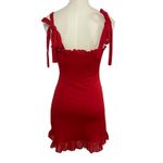 Red Ruffle Strap Mini Dress Flirty Sweetheart Neckline Occasion Photo 6