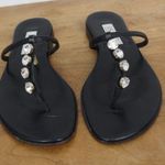 Isaac Mizrahi Italian Made Black Leather Rhinestone Sandals 6.5M Photo 0
