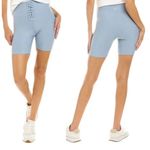 We Wore What  Lace Up Biker Short Solid Dusty Blue Size XSmall NWT Photo 3