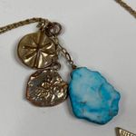 Anthropologie Anthro Serefina | Turquoise Gold Sand Dollar Wanderer Necklace 18" Photo 3