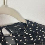 Theory  Marsh Starry Print Silk‎ Dress Black Sheer Long Sleeve Size 0 Whimsigoth Photo 3