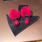Steve Madden New reversible Red Velvet & Red littery Ballsnearrings Photo 0