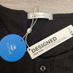 Cupshe NWT Black Woven RoundNeck Half-button Placket Long Sleeve Pull Over Shirt Photo 7