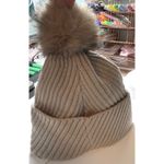 Calvin Klein  Ribbed Beanie with Faux Fur Pom | Ribbed Knit | Taupe | NWT | Snow Photo 2