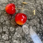 Anthropologie New!  Whimsical Cherry Drop Earrings With Gold Stems Summer Jewelry Photo 3
